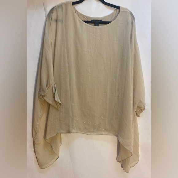 Black Label by Chico’s Cream Dolman Boho Oversized Blouse Top Size 2 Large - Picture 1 of 6
